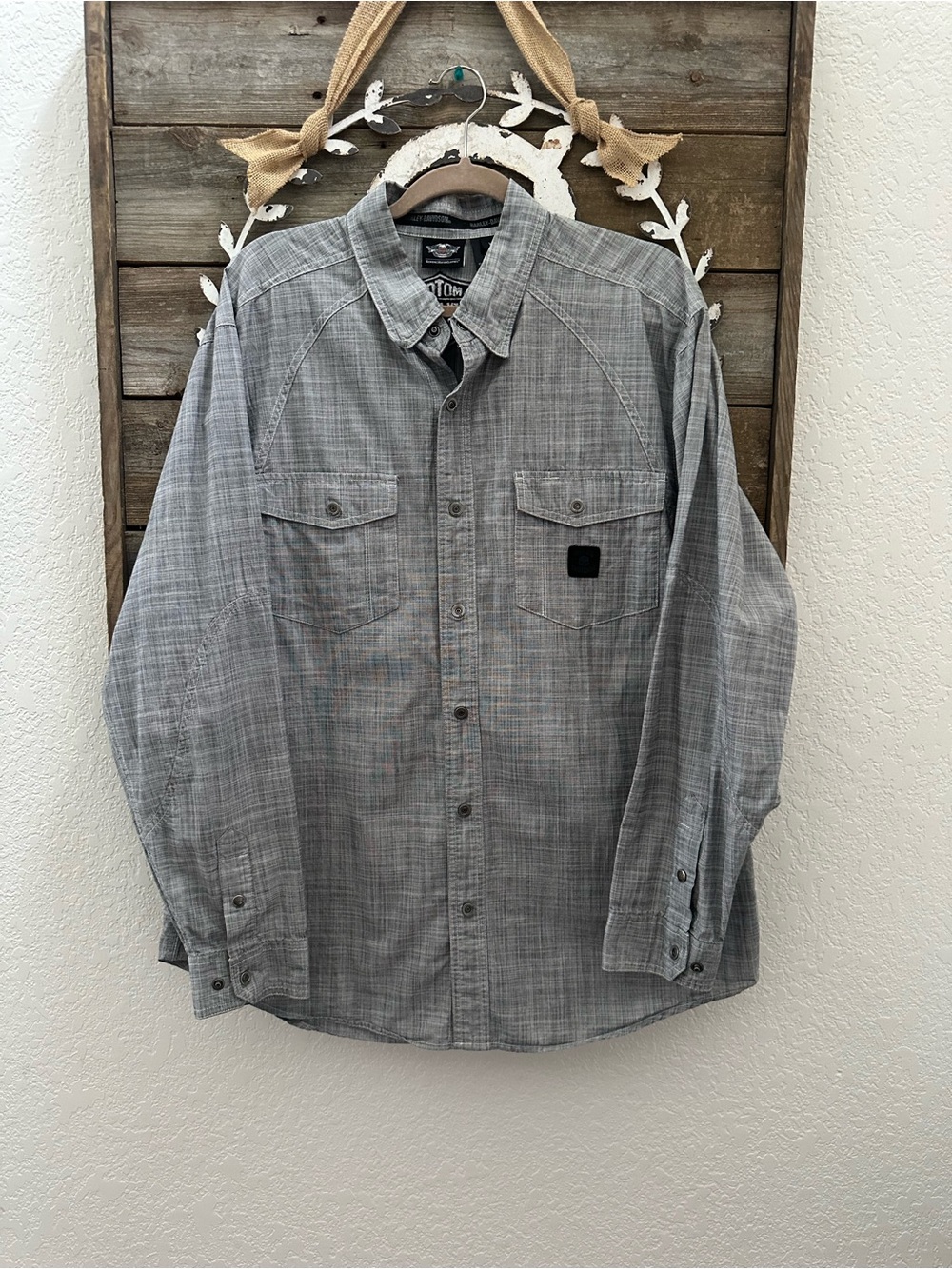 Harley-Davidson Men's Gray Button-Up Work